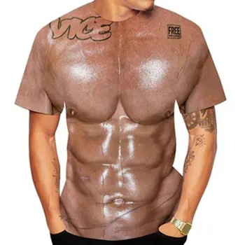 Забавная футболка с искусственными мышцами, уличная одежда с 3D-печатью muscle, мужская и женская спортивная одежда для отдыха, модная верхняя одежда большого размера, множество